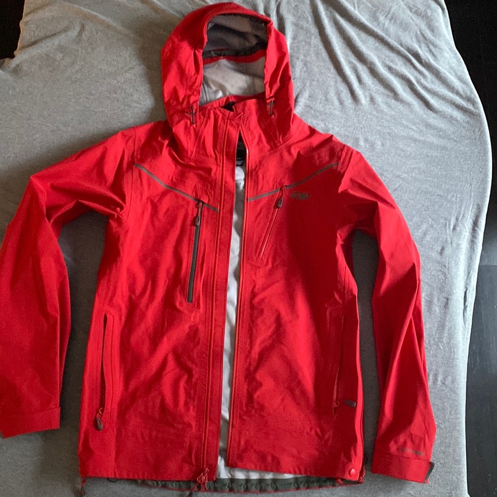 Outdoor Research Men’s Red Waterproof Softshell. Jacket size: M